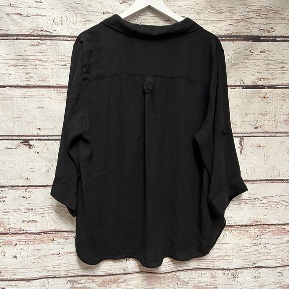 TORRID Georgette Button Down Pullover Black Blouse Sz 2 - Picture 9 of 11
